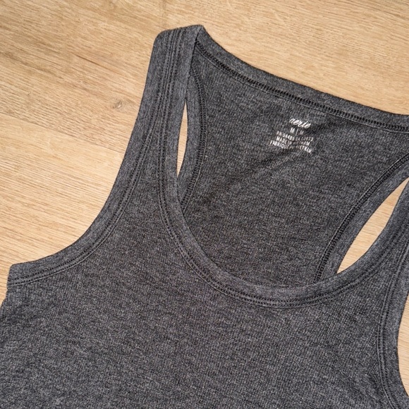 aerie Tops - aerie Charcoal Gray Scoop Neck Ribbed Tank Top